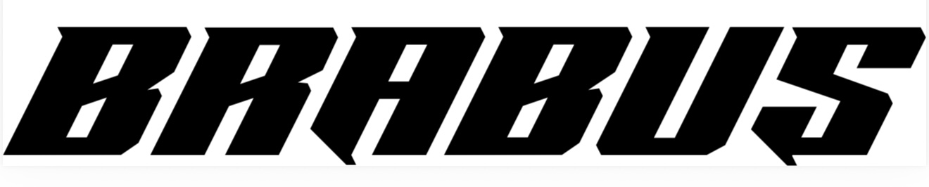The Brabus wordmark in heavy forward-leaning italic block letters
